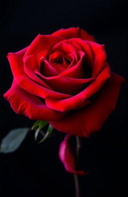 A beautiful and vibrant rose with rich, deep colors, set against a dark, moody background