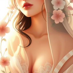 A close-up artistic view of a beautifully illustrated female figure showcasing elegant depictions of nipples, with a focus on youthfulness and vibrancy