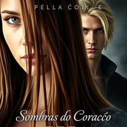 A captivating ebook cover featuring a female character in the foreground whose face is partially visible, with long, straight brown hair cascading down