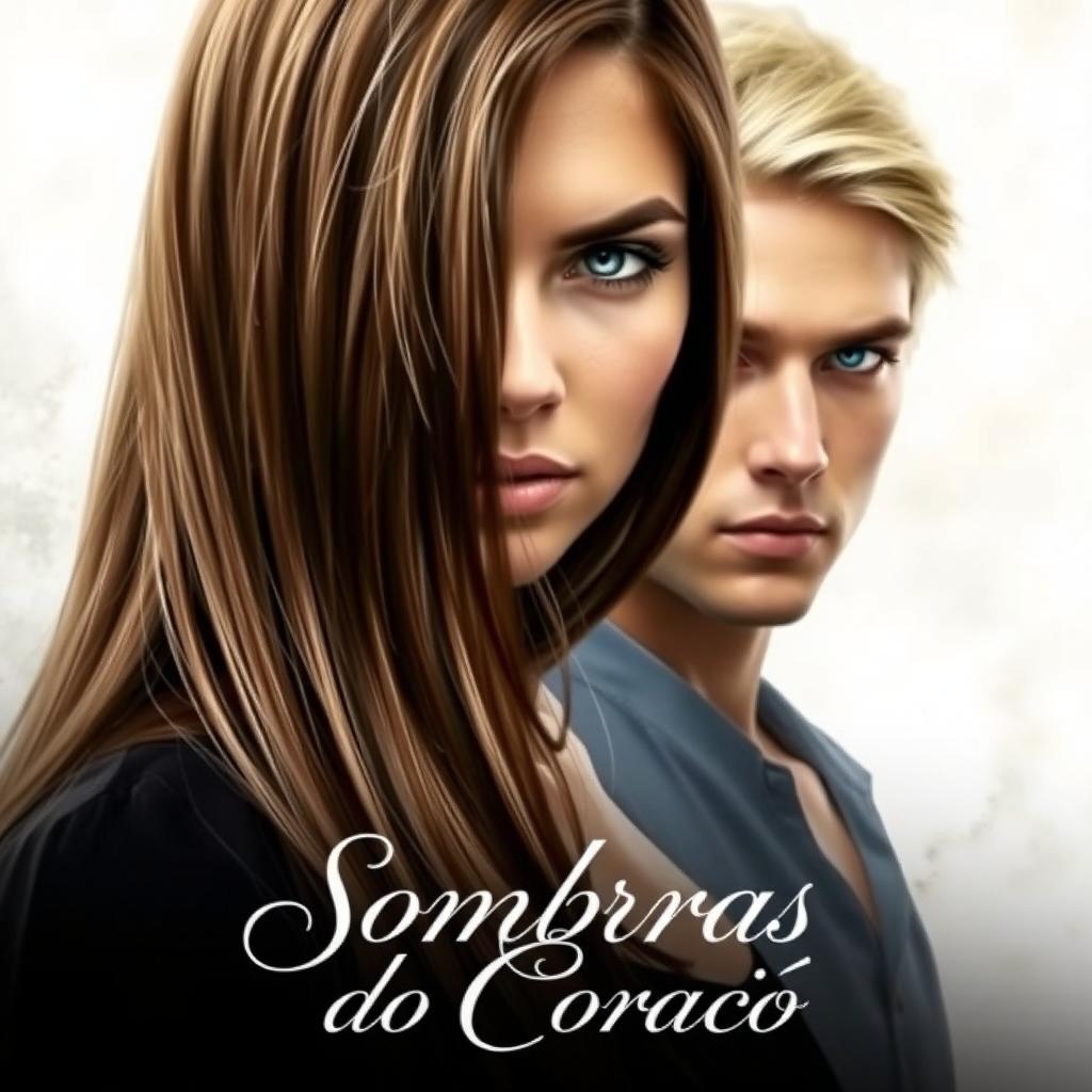 A captivating ebook cover featuring a female character in the foreground whose face is partially visible, with long, straight brown hair cascading down