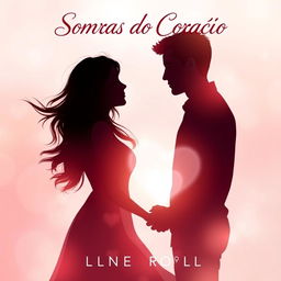 A romantic ebook cover featuring a couple in a loving embrace, surrounded by soft and delicate heart-shaped shadows