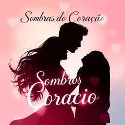 A romantic ebook cover featuring a couple in a loving embrace, surrounded by soft and delicate heart-shaped shadows