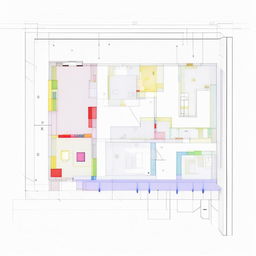 An architectural blueprint for a small clinic that includes a consulting room, a procedure room, a reception area divided across two rooms and a pharmacy.