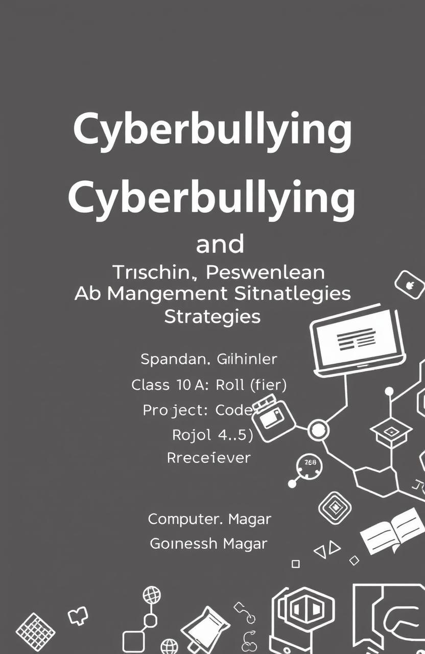 A formal project presentation cover page with the title 'Cyberbullying Prevention and Management Strategies'