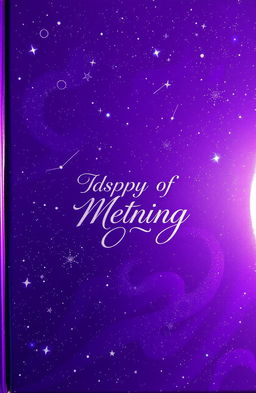 A deep purple holographic book cover featuring a starry night sky with glitters and sparkles resembling distant stars from the universe
