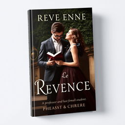 A captivating book cover design that encompasses themes of revenge and past romance between a male professor and his female student