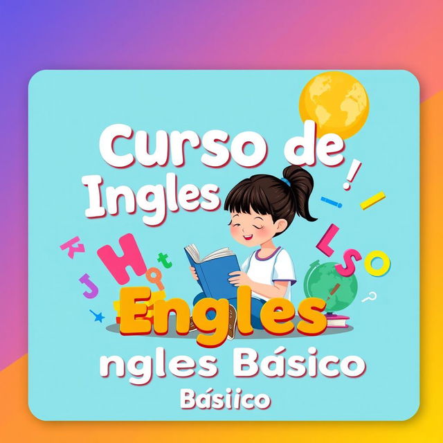 A creative slide cover design featuring the text 'Curso de Inglés Básico'