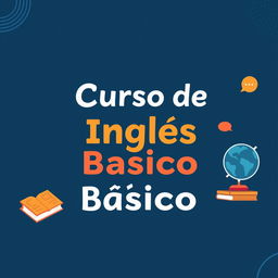 A creative slide cover for an English learning course, featuring a dark blue background