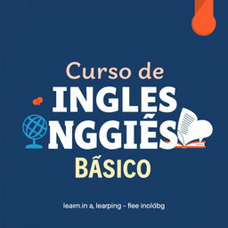 A creative slide cover for an English learning course, featuring a dark blue background