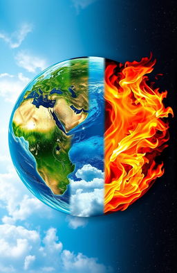 A stunning collage showcasing the five elements of earth: Earth, Water, Fire, Air, and Space