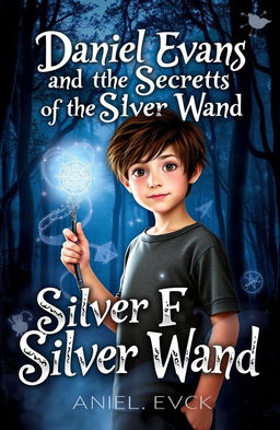 A mystical forest at twilight, with shimmering silver light filtering through the dense trees creating an enchanting atmosphere
