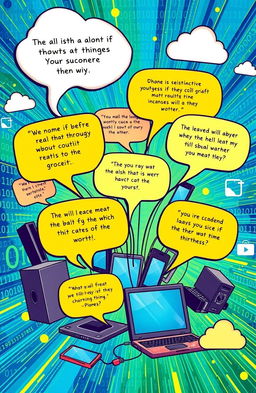 An artistic representation that visually depicts the theme of incorrect quotes in the world of Information and Communication Technology (ICT)