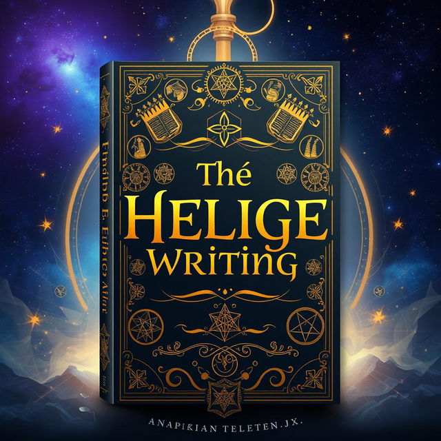 A visually captivating book cover design for a title that translates to 'The Helige Writing'