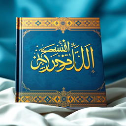 A stunning book cover featuring beautiful Arabic calligraphy in the style of the 'Hillegy' script, prominently displaying the title in elegant and intricate letters