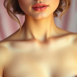 A close-up of an elegant and alluring woman's torso, showcasing tasteful and artistic skin tones with a hint of sensuality