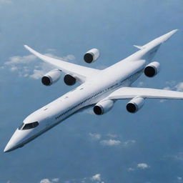 A futuristic airplane with four engines, designed for 30 years in the future.