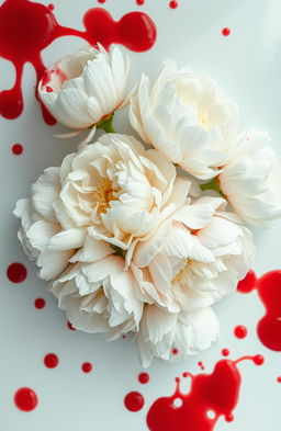 A stunning arrangement of white peonies submerged in clear water, creating a serene yet striking contrast