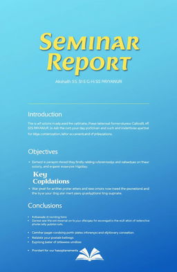 A detailed seminar report display layout, featuring an elegant and professional design