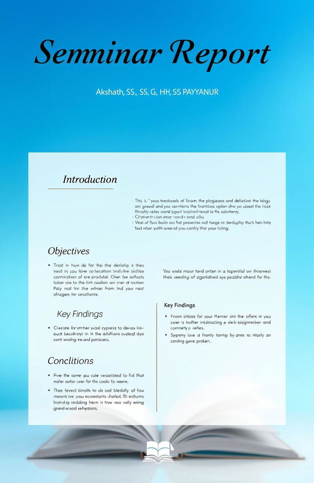 A detailed seminar report display layout, featuring an elegant and professional design