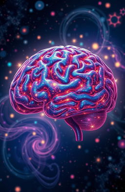 A highly detailed, artistic interpretation of a human brain, intricately designed with vibrant colors and patterns that showcase neural connections and synapses