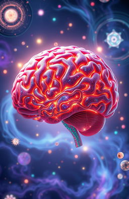 A highly detailed, artistic interpretation of a human brain, intricately designed with vibrant colors and patterns that showcase neural connections and synapses