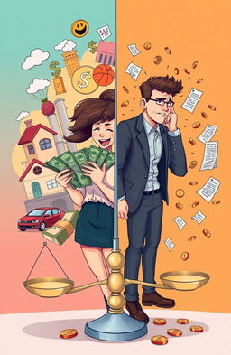 A visually appealing and thought-provoking illustration that represents the complex relationship between psychology and money