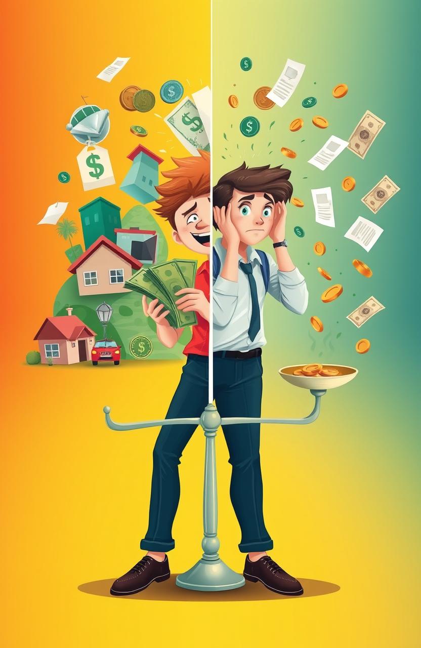 A visually appealing and thought-provoking illustration that represents the complex relationship between psychology and money