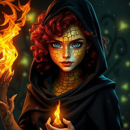 A full body shot of a young sorceress in a fantasy setting