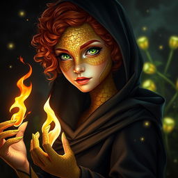 A full body shot of a young sorceress in a fantasy setting