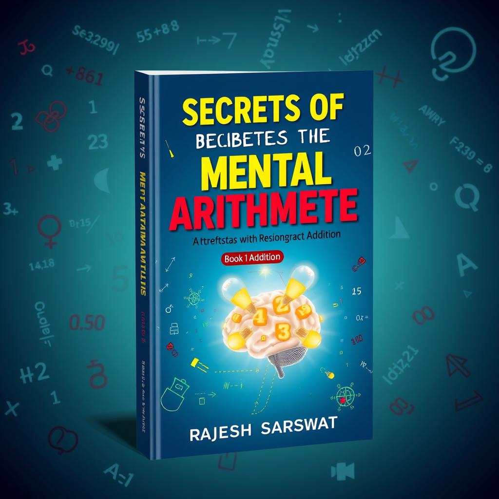 A striking ebook cover for 'Secrets of Mental Arithmetic: Book 1 Addition' by Rajesh Sarswat