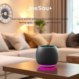 The 'HomeSound' is a modern, compact smart speaker designed to transform your home into a connected living space
