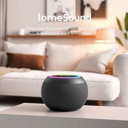 The 'HomeSound' is a modern, compact smart speaker designed to transform your home into a connected living space