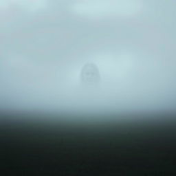 A mystical scene depicting a foggy plain where the soft, swirling mist envelops the landscape