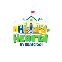 Logo design for a YouTube channel titled 'Heard in School', featuring playful and vibrant elements that represent school life