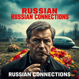 A high quality realistic movie poster featuring a Polish individual, Jarosław Kaczyński, prominently in the foreground, smoking a cigar with a contemplative expression