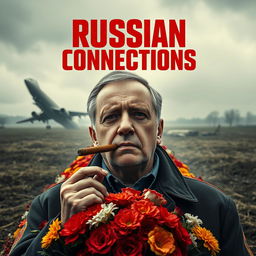 A high quality realistic movie poster featuring a Polish individual, Jarosław Kaczyński, prominently in the foreground, smoking a cigar with a contemplative expression