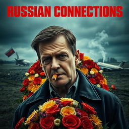 A high quality realistic movie poster featuring a Polish individual, Jarosław Kaczyński, prominently in the foreground, smoking a cigar with a contemplative expression