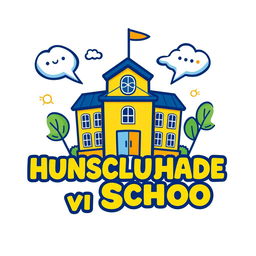 Logo design for a YouTube channel titled 'Подслушано в школе' (Heard in School), featuring fun and engaging elements that symbolize school life and gossip