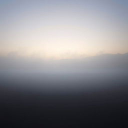 A tranquil and atmospheric scene depicting a misty plain at dawn