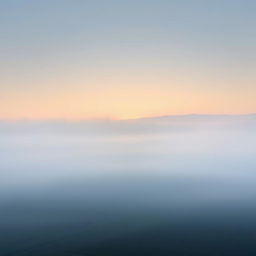 A tranquil and atmospheric scene depicting a misty plain at dawn