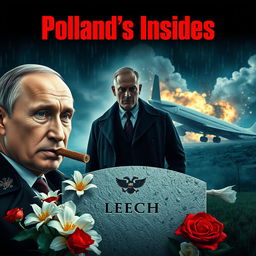 A high quality realistic movie poster featuring Vladimir Putin prominently in the foreground, smoking a cigar with a serious demeanor