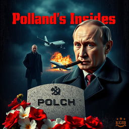 A high quality realistic movie poster featuring Vladimir Putin prominently in the foreground, smoking a cigar with a serious demeanor
