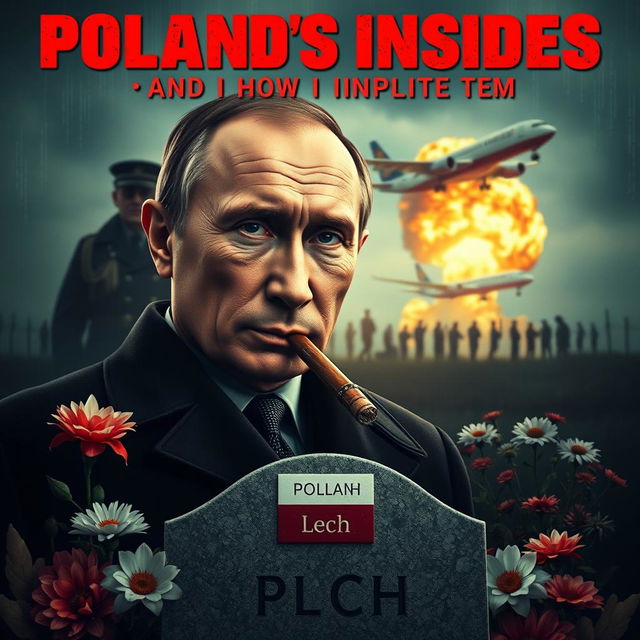 A high quality realistic movie poster showcasing Vladimir Putin in the foreground, smoking a cigar with a confident and intense expression