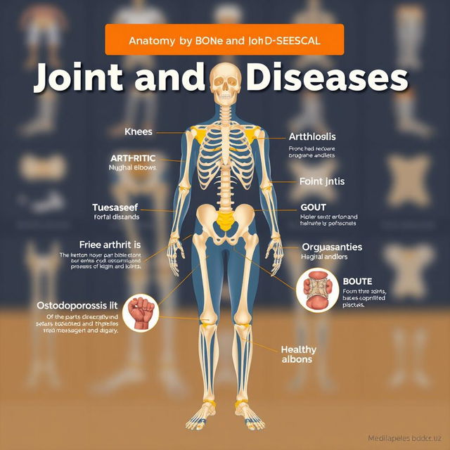 An educational illustration depicting joint and bone diseases