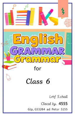 A creative and engaging book cover design for an English grammar textbook aimed at class 6 students