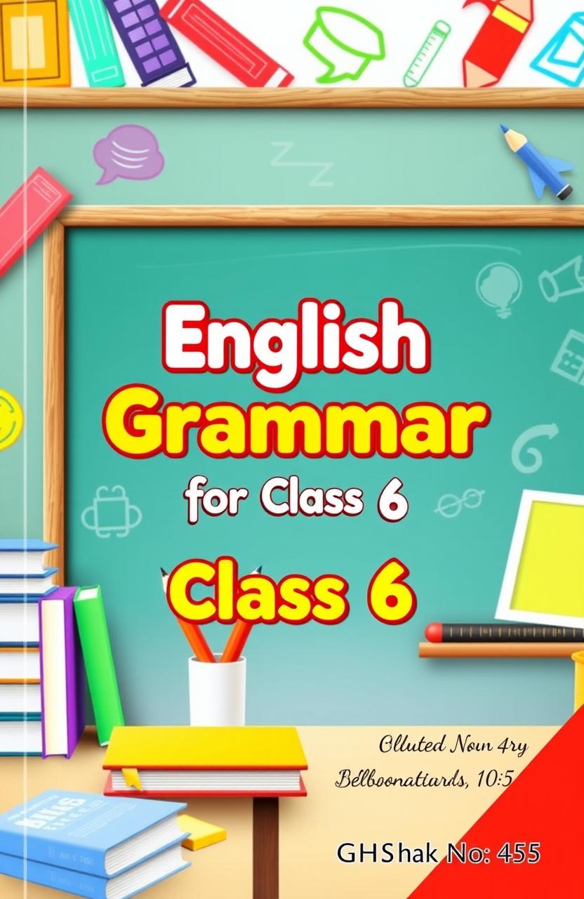 A creative and engaging book cover design for an English grammar textbook aimed at class 6 students