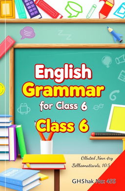 A creative and engaging book cover design for an English grammar textbook aimed at class 6 students