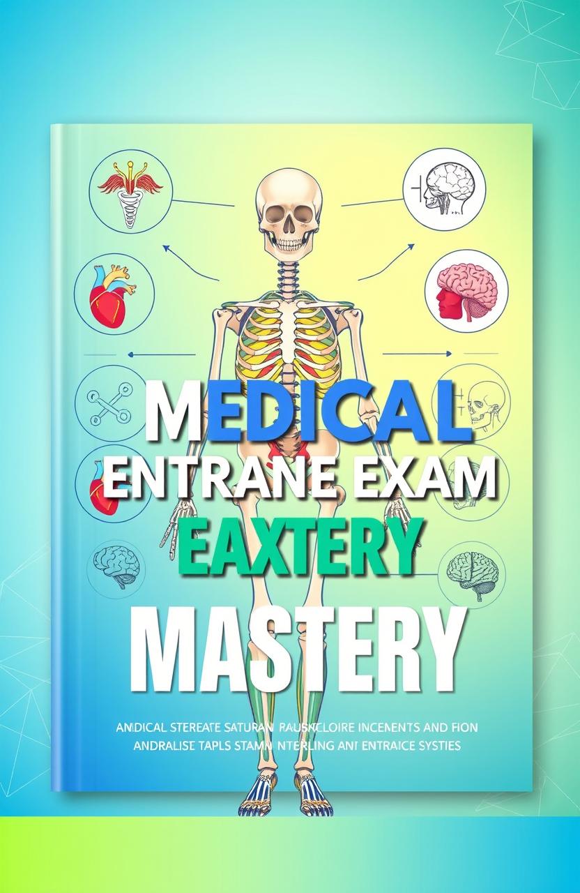 A visually engaging cover design for a medical entrance examination preparation book