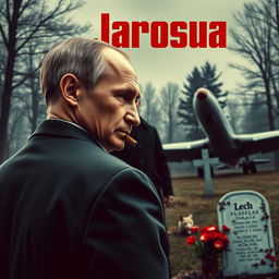A high-quality, realistic criminal movie poster featuring Vladimir Putin in the foreground, smoking a cigar while looking over his shoulder at the camera with a serious expression