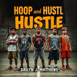 An evocative book cover for 'Hoop and Hustle' by Dailyn J